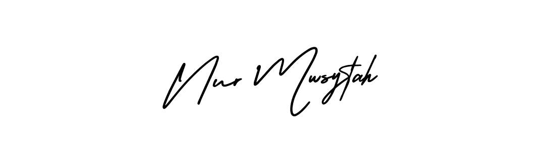 AmerikaSignatureDemo-Regular is a professional signature style that is perfect for those who want to add a touch of class to their signature. It is also a great choice for those who want to make their signature more unique. Get Nur Mwsytah name to fancy signature for free. Nur Mwsytah signature style 3 images and pictures png