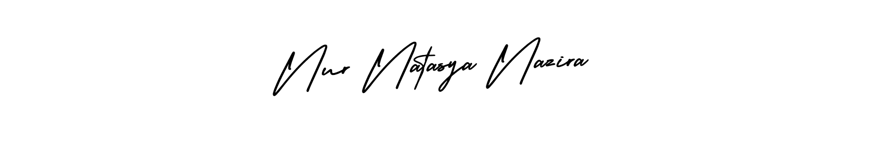 You should practise on your own different ways (AmerikaSignatureDemo-Regular) to write your name (Nur Natasya Nazira) in signature. don't let someone else do it for you. Nur Natasya Nazira signature style 3 images and pictures png