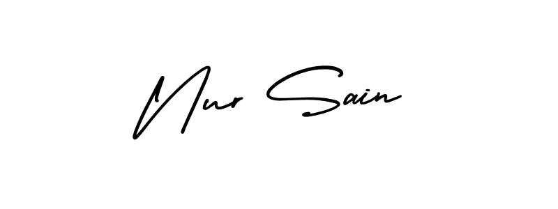 Also You can easily find your signature by using the search form. We will create Nur Sain name handwritten signature images for you free of cost using AmerikaSignatureDemo-Regular sign style. Nur Sain signature style 3 images and pictures png