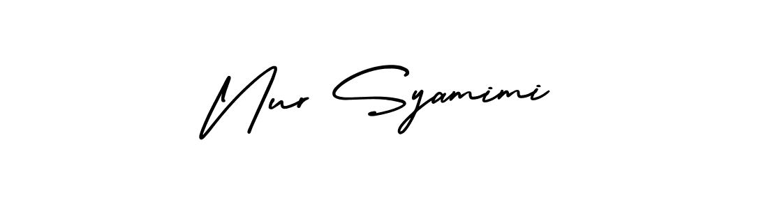 It looks lik you need a new signature style for name Nur Syamimi. Design unique handwritten (AmerikaSignatureDemo-Regular) signature with our free signature maker in just a few clicks. Nur Syamimi signature style 3 images and pictures png