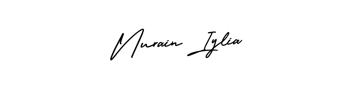 How to Draw Nurain Iylia signature style? AmerikaSignatureDemo-Regular is a latest design signature styles for name Nurain Iylia. Nurain Iylia signature style 3 images and pictures png