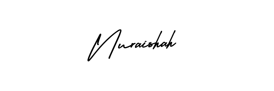 This is the best signature style for the Nuraishah name. Also you like these signature font (AmerikaSignatureDemo-Regular). Mix name signature. Nuraishah signature style 3 images and pictures png