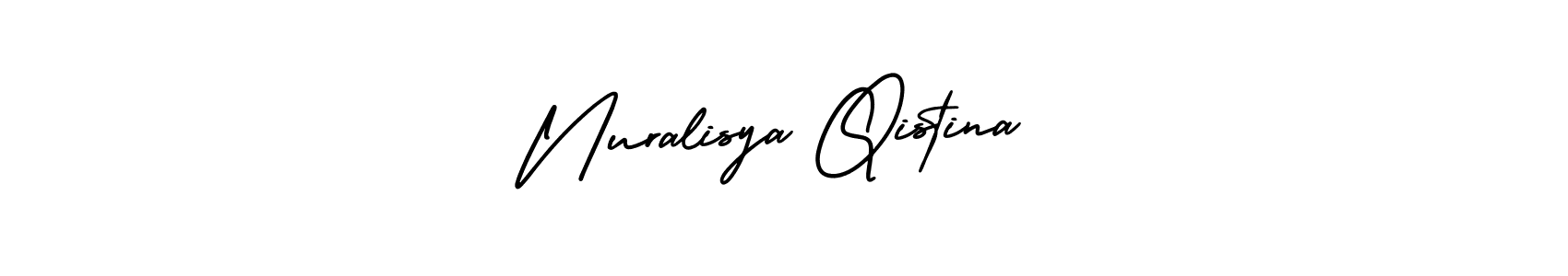 Make a short Nuralisya Qistina signature style. Manage your documents anywhere anytime using AmerikaSignatureDemo-Regular. Create and add eSignatures, submit forms, share and send files easily. Nuralisya Qistina signature style 3 images and pictures png