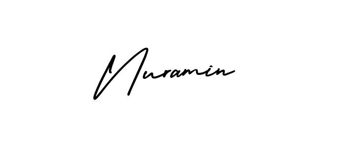 You should practise on your own different ways (AmerikaSignatureDemo-Regular) to write your name (Nuramin) in signature. don't let someone else do it for you. Nuramin signature style 3 images and pictures png