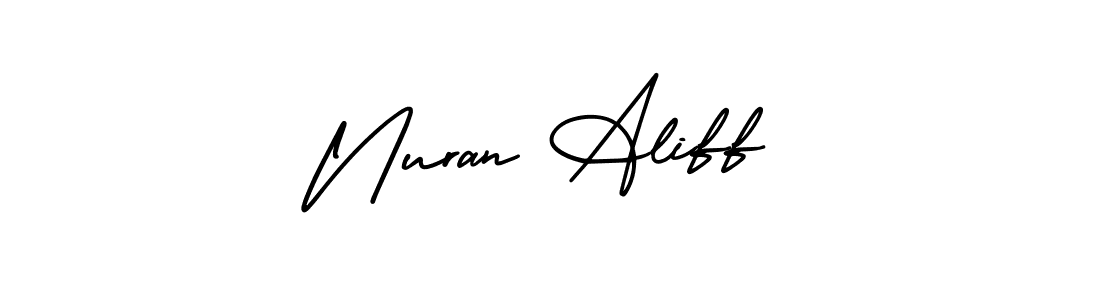 How to Draw Nuran Aliff signature style? AmerikaSignatureDemo-Regular is a latest design signature styles for name Nuran Aliff. Nuran Aliff signature style 3 images and pictures png