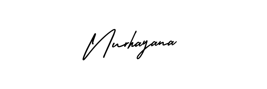 The best way (AmerikaSignatureDemo-Regular) to make a short signature is to pick only two or three words in your name. The name Nurhayana include a total of six letters. For converting this name. Nurhayana signature style 3 images and pictures png