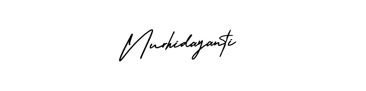 You should practise on your own different ways (AmerikaSignatureDemo-Regular) to write your name (Nurhidayanti) in signature. don't let someone else do it for you. Nurhidayanti signature style 3 images and pictures png