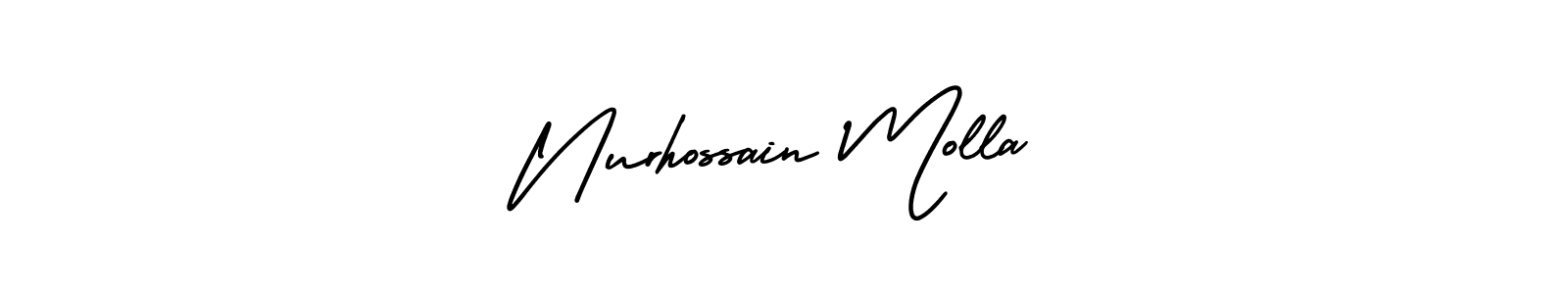 if you are searching for the best signature style for your name Nurhossain Molla. so please give up your signature search. here we have designed multiple signature styles  using AmerikaSignatureDemo-Regular. Nurhossain Molla signature style 3 images and pictures png