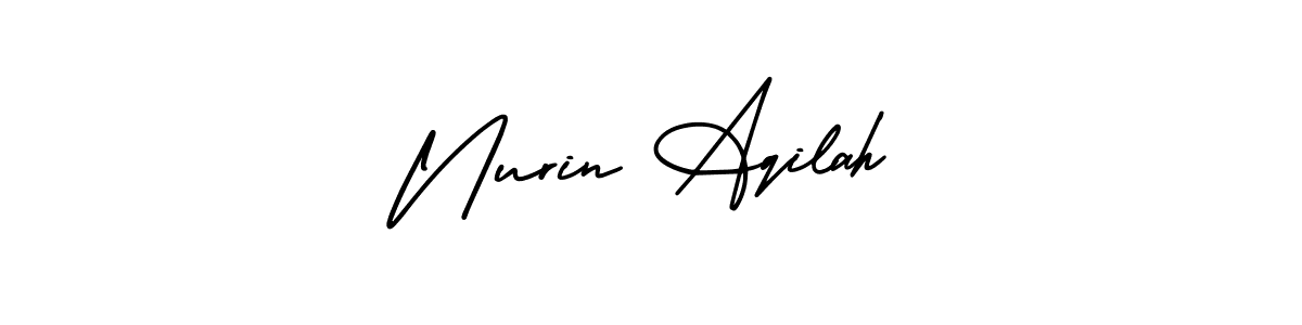 Nurin Aqilah stylish signature style. Best Handwritten Sign (AmerikaSignatureDemo-Regular) for my name. Handwritten Signature Collection Ideas for my name Nurin Aqilah. Nurin Aqilah signature style 3 images and pictures png
