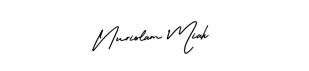 if you are searching for the best signature style for your name Nurislam Miah. so please give up your signature search. here we have designed multiple signature styles  using AmerikaSignatureDemo-Regular. Nurislam Miah signature style 3 images and pictures png