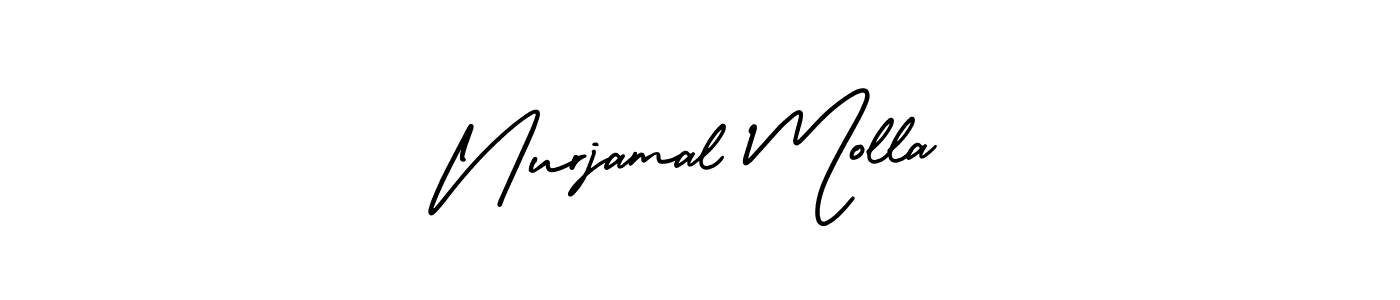 if you are searching for the best signature style for your name Nurjamal Molla. so please give up your signature search. here we have designed multiple signature styles  using AmerikaSignatureDemo-Regular. Nurjamal Molla signature style 3 images and pictures png