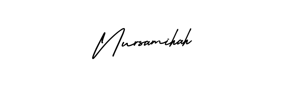 The best way (AmerikaSignatureDemo-Regular) to make a short signature is to pick only two or three words in your name. The name Nursamihah include a total of six letters. For converting this name. Nursamihah signature style 3 images and pictures png