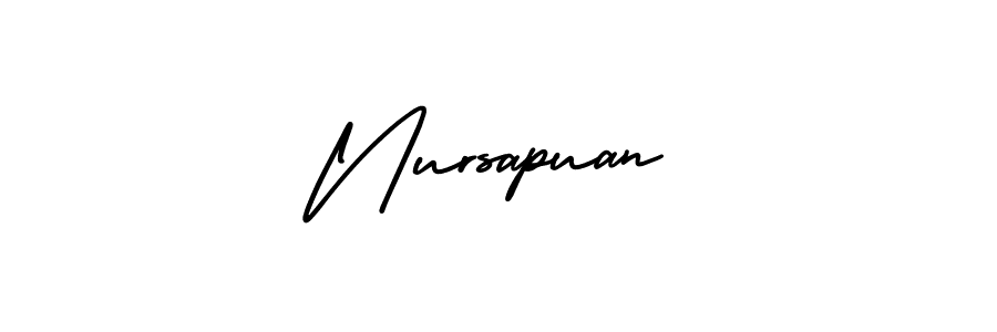 Use a signature maker to create a handwritten signature online. With this signature software, you can design (AmerikaSignatureDemo-Regular) your own signature for name Nursapuan. Nursapuan signature style 3 images and pictures png