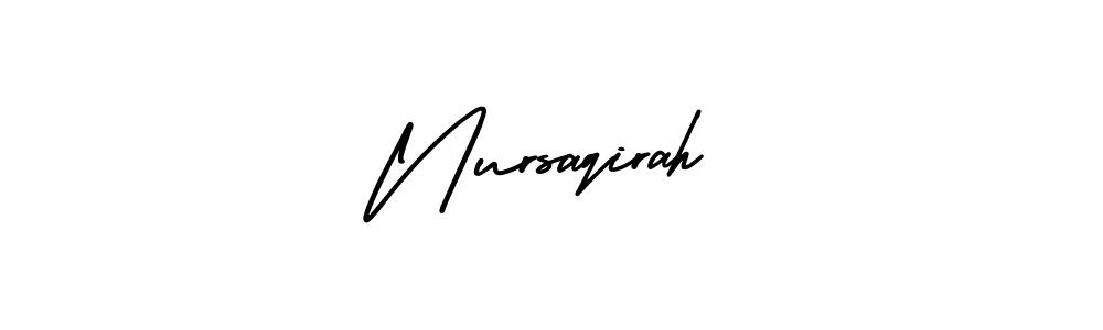 The best way (AmerikaSignatureDemo-Regular) to make a short signature is to pick only two or three words in your name. The name Nursaqirah include a total of six letters. For converting this name. Nursaqirah signature style 3 images and pictures png