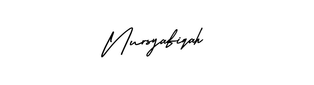 How to Draw Nursyafiqah signature style? AmerikaSignatureDemo-Regular is a latest design signature styles for name Nursyafiqah. Nursyafiqah signature style 3 images and pictures png