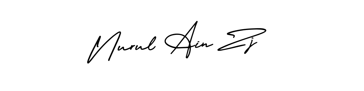 if you are searching for the best signature style for your name Nurul Ain Zj. so please give up your signature search. here we have designed multiple signature styles  using AmerikaSignatureDemo-Regular. Nurul Ain Zj signature style 3 images and pictures png