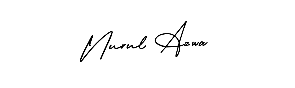 This is the best signature style for the Nurul Azwa name. Also you like these signature font (AmerikaSignatureDemo-Regular). Mix name signature. Nurul Azwa signature style 3 images and pictures png