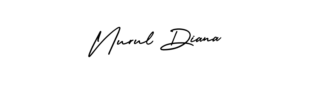You should practise on your own different ways (AmerikaSignatureDemo-Regular) to write your name (Nurul Diana) in signature. don't let someone else do it for you. Nurul Diana signature style 3 images and pictures png