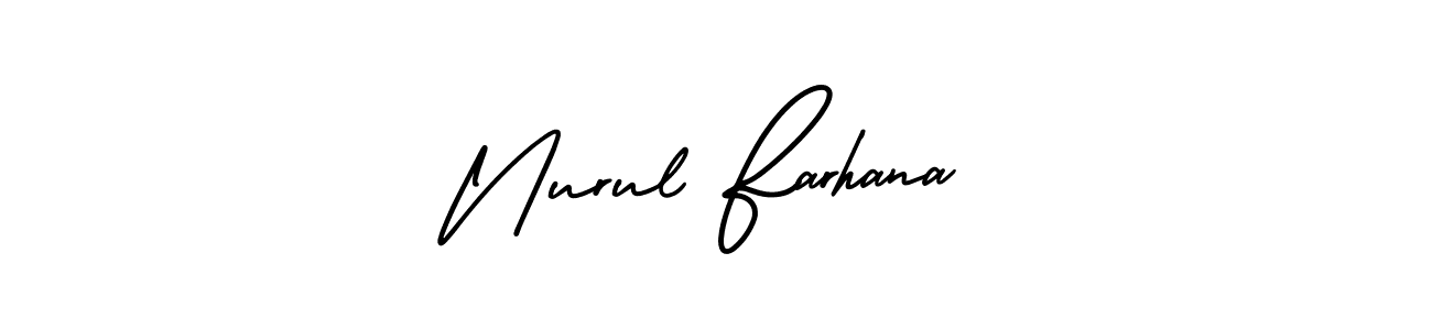 It looks lik you need a new signature style for name Nurul Farhana. Design unique handwritten (AmerikaSignatureDemo-Regular) signature with our free signature maker in just a few clicks. Nurul Farhana signature style 3 images and pictures png