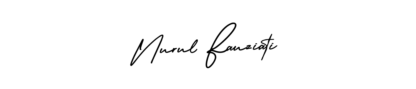 This is the best signature style for the Nurul Fauziati name. Also you like these signature font (AmerikaSignatureDemo-Regular). Mix name signature. Nurul Fauziati signature style 3 images and pictures png