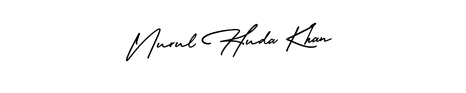 AmerikaSignatureDemo-Regular is a professional signature style that is perfect for those who want to add a touch of class to their signature. It is also a great choice for those who want to make their signature more unique. Get Nurul Huda Khan name to fancy signature for free. Nurul Huda Khan signature style 3 images and pictures png