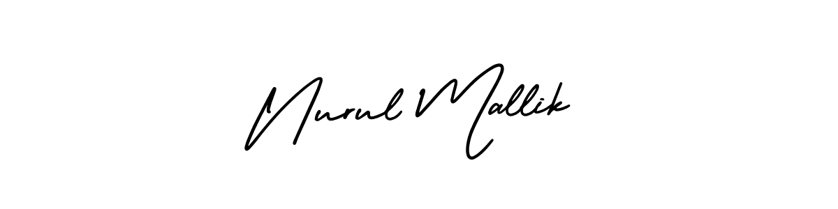 You should practise on your own different ways (AmerikaSignatureDemo-Regular) to write your name (Nurul Mallik) in signature. don't let someone else do it for you. Nurul Mallik signature style 3 images and pictures png