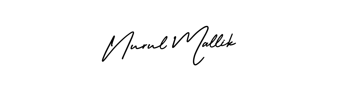 You should practise on your own different ways (AmerikaSignatureDemo-Regular) to write your name (Nurul Mallik) in signature. don't let someone else do it for you. Nurul Mallik signature style 3 images and pictures png