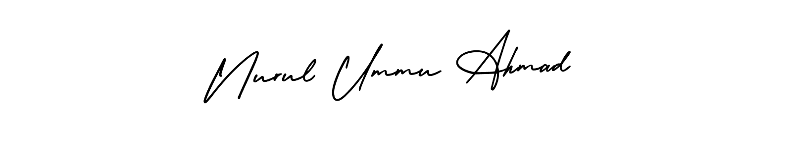 Use a signature maker to create a handwritten signature online. With this signature software, you can design (AmerikaSignatureDemo-Regular) your own signature for name Nurul Ummu Ahmad. Nurul Ummu Ahmad signature style 3 images and pictures png