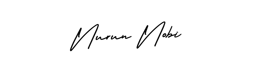 You should practise on your own different ways (AmerikaSignatureDemo-Regular) to write your name (Nurun Nobi) in signature. don't let someone else do it for you. Nurun Nobi signature style 3 images and pictures png