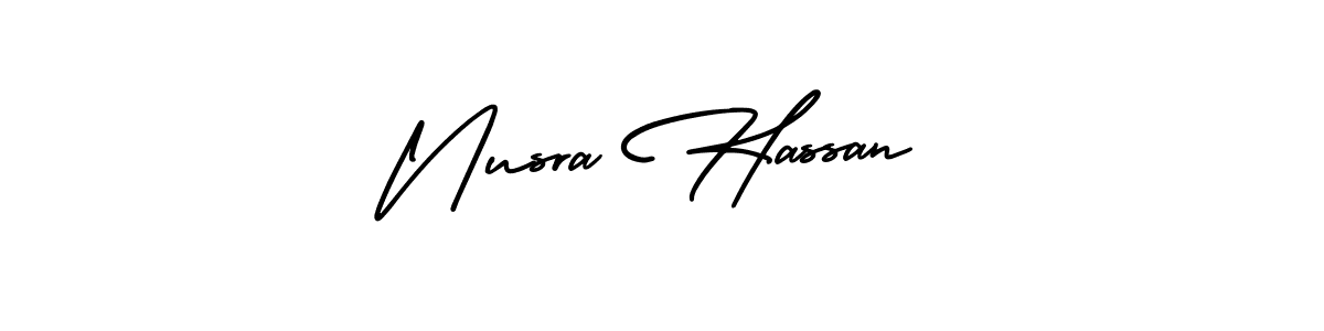 Create a beautiful signature design for name Nusra Hassan. With this signature (AmerikaSignatureDemo-Regular) fonts, you can make a handwritten signature for free. Nusra Hassan signature style 3 images and pictures png