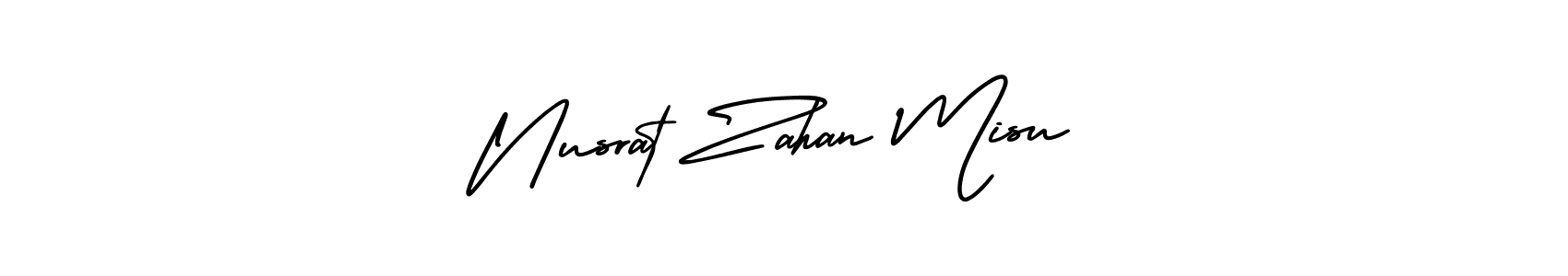 How to make Nusrat Zahan Misu name signature. Use AmerikaSignatureDemo-Regular style for creating short signs online. This is the latest handwritten sign. Nusrat Zahan Misu signature style 3 images and pictures png