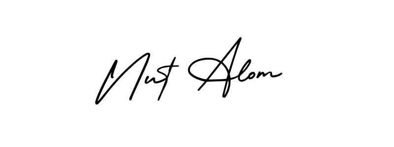 The best way (AmerikaSignatureDemo-Regular) to make a short signature is to pick only two or three words in your name. The name Nut Alom include a total of six letters. For converting this name. Nut Alom signature style 3 images and pictures png