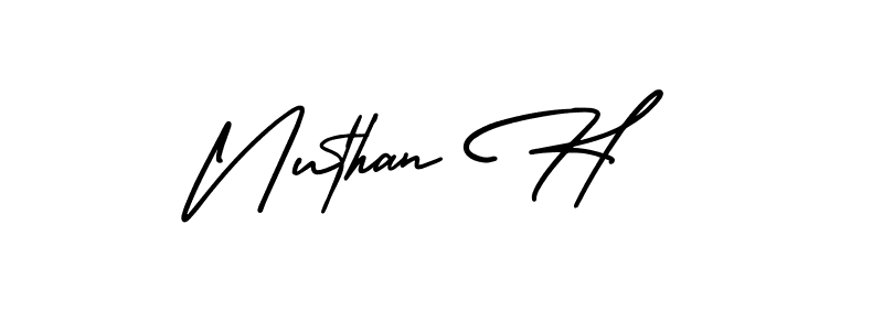 It looks lik you need a new signature style for name Nuthan H. Design unique handwritten (AmerikaSignatureDemo-Regular) signature with our free signature maker in just a few clicks. Nuthan H signature style 3 images and pictures png