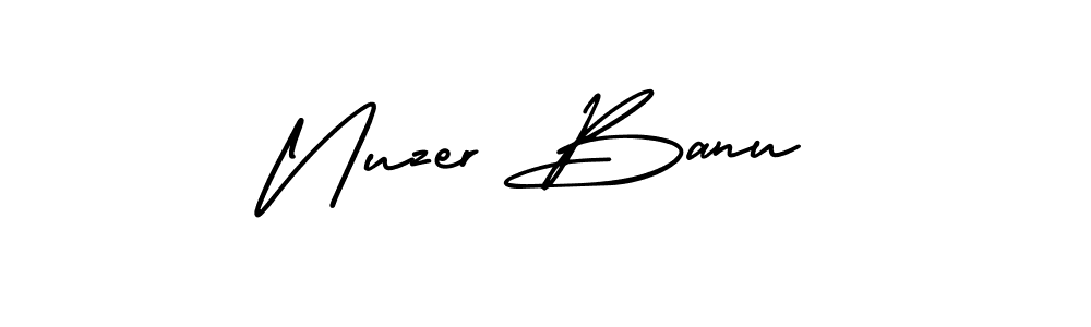 The best way (AmerikaSignatureDemo-Regular) to make a short signature is to pick only two or three words in your name. The name Nuzer Banu include a total of six letters. For converting this name. Nuzer Banu signature style 3 images and pictures png