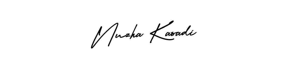 if you are searching for the best signature style for your name Nuzha Kasadi. so please give up your signature search. here we have designed multiple signature styles  using AmerikaSignatureDemo-Regular. Nuzha Kasadi signature style 3 images and pictures png