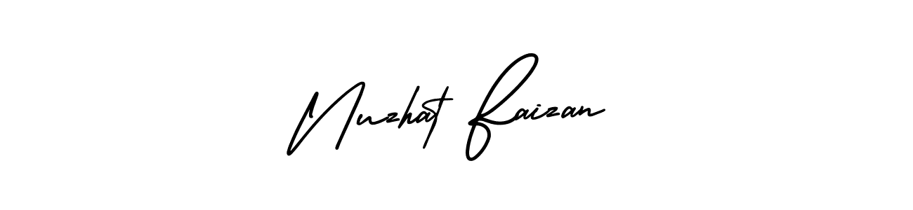 How to make Nuzhat Faizan name signature. Use AmerikaSignatureDemo-Regular style for creating short signs online. This is the latest handwritten sign. Nuzhat Faizan signature style 3 images and pictures png