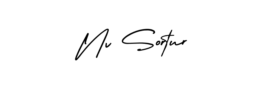 if you are searching for the best signature style for your name Nv Sortur. so please give up your signature search. here we have designed multiple signature styles  using AmerikaSignatureDemo-Regular. Nv Sortur signature style 3 images and pictures png