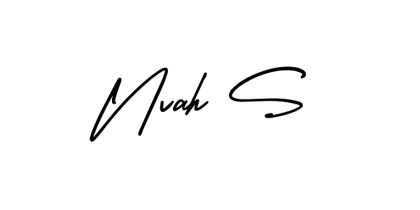 This is the best signature style for the Nvah S name. Also you like these signature font (AmerikaSignatureDemo-Regular). Mix name signature. Nvah S signature style 3 images and pictures png