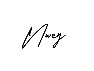 How to make Nwey name signature. Use AmerikaSignatureDemo-Regular style for creating short signs online. This is the latest handwritten sign. Nwey signature style 3 images and pictures png