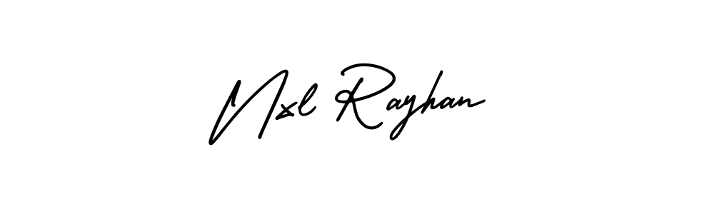 AmerikaSignatureDemo-Regular is a professional signature style that is perfect for those who want to add a touch of class to their signature. It is also a great choice for those who want to make their signature more unique. Get Nxl Rayhan name to fancy signature for free. Nxl Rayhan signature style 3 images and pictures png