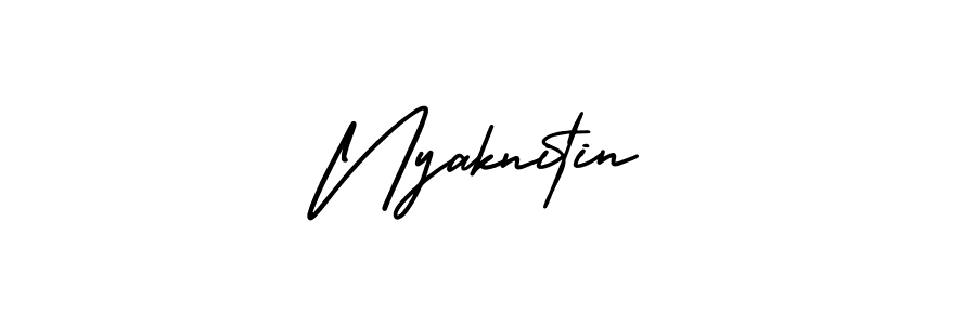 Also You can easily find your signature by using the search form. We will create Nyaknitin name handwritten signature images for you free of cost using AmerikaSignatureDemo-Regular sign style. Nyaknitin signature style 3 images and pictures png