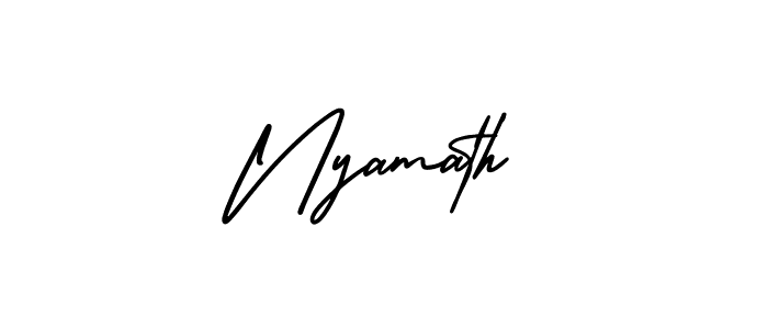 Nyamath stylish signature style. Best Handwritten Sign (AmerikaSignatureDemo-Regular) for my name. Handwritten Signature Collection Ideas for my name Nyamath. Nyamath signature style 3 images and pictures png