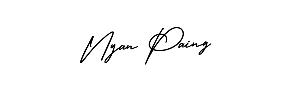 Nyan Paing stylish signature style. Best Handwritten Sign (AmerikaSignatureDemo-Regular) for my name. Handwritten Signature Collection Ideas for my name Nyan Paing. Nyan Paing signature style 3 images and pictures png