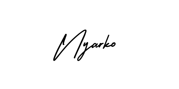 The best way (AmerikaSignatureDemo-Regular) to make a short signature is to pick only two or three words in your name. The name Nyarko include a total of six letters. For converting this name. Nyarko signature style 3 images and pictures png