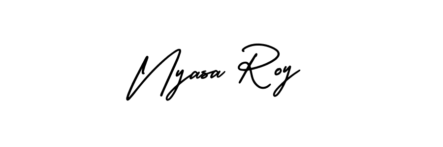 if you are searching for the best signature style for your name Nyasa Roy. so please give up your signature search. here we have designed multiple signature styles  using AmerikaSignatureDemo-Regular. Nyasa Roy signature style 3 images and pictures png