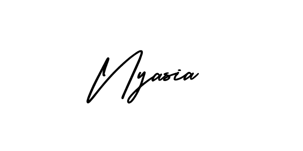 How to make Nyasia name signature. Use AmerikaSignatureDemo-Regular style for creating short signs online. This is the latest handwritten sign. Nyasia signature style 3 images and pictures png