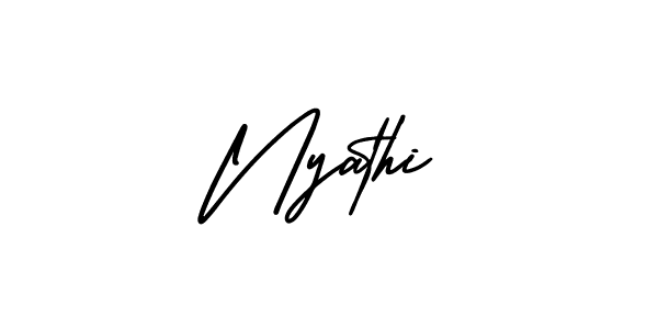 How to make Nyathi name signature. Use AmerikaSignatureDemo-Regular style for creating short signs online. This is the latest handwritten sign. Nyathi signature style 3 images and pictures png