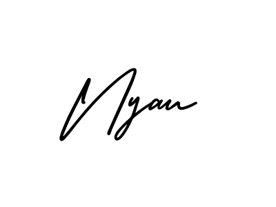 How to make Nyau name signature. Use AmerikaSignatureDemo-Regular style for creating short signs online. This is the latest handwritten sign. Nyau signature style 3 images and pictures png