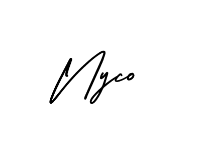 The best way (AmerikaSignatureDemo-Regular) to make a short signature is to pick only two or three words in your name. The name Nyco include a total of six letters. For converting this name. Nyco signature style 3 images and pictures png