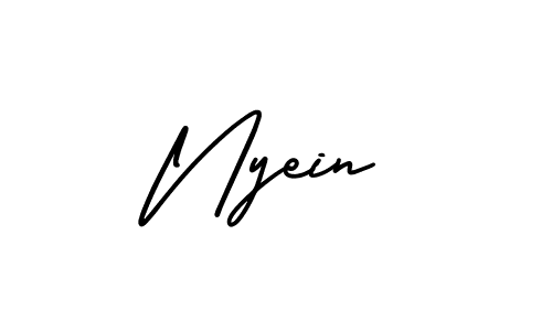 You should practise on your own different ways (AmerikaSignatureDemo-Regular) to write your name (Nyein) in signature. don't let someone else do it for you. Nyein signature style 3 images and pictures png